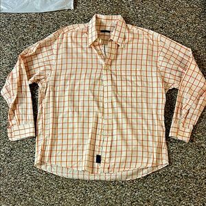 Burberry Orange and White Checkered Men's Shirt